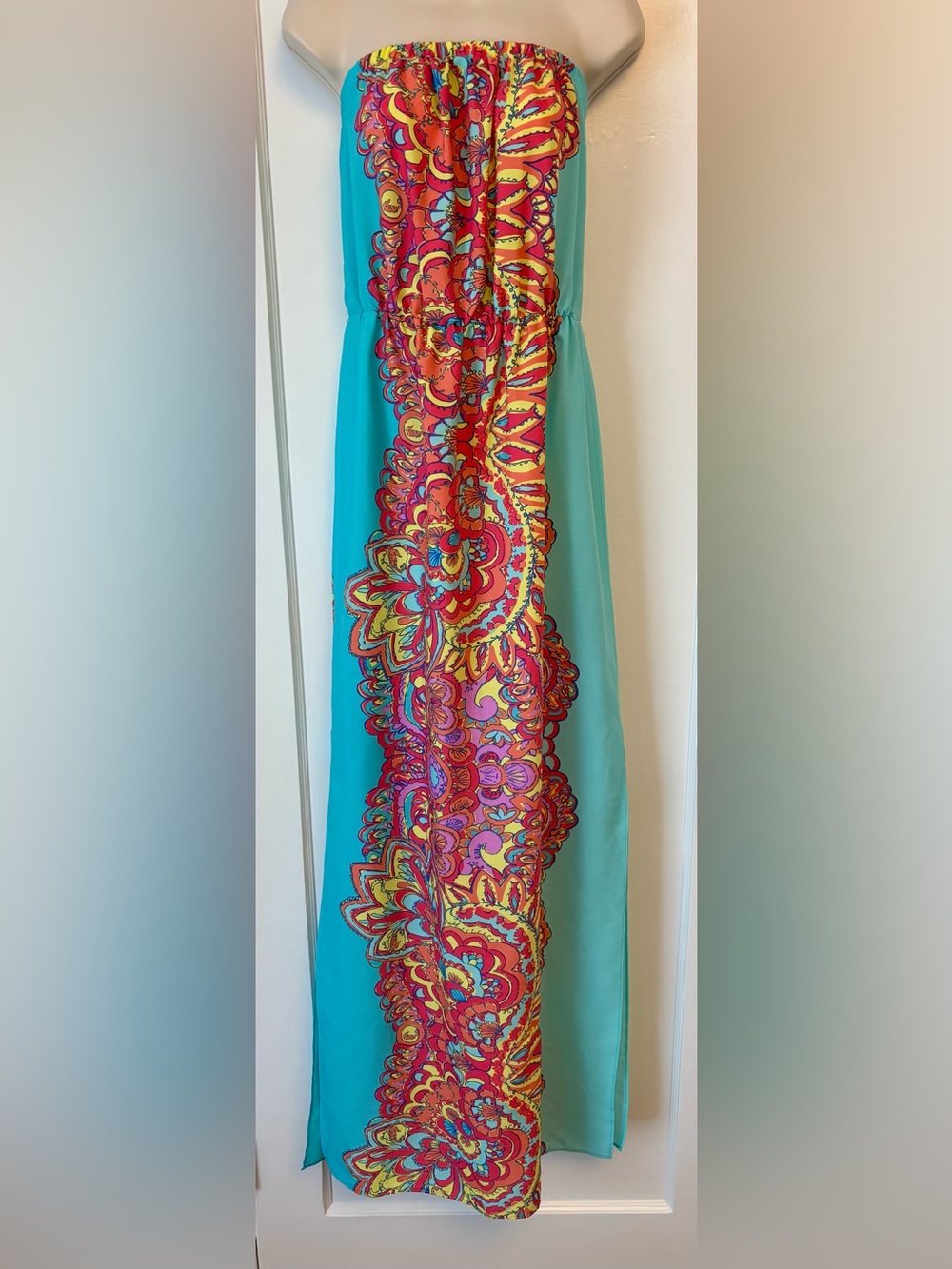 Lilly Pulitzer Emmett Strapless Maxi Dress Multi Groovy Size L
